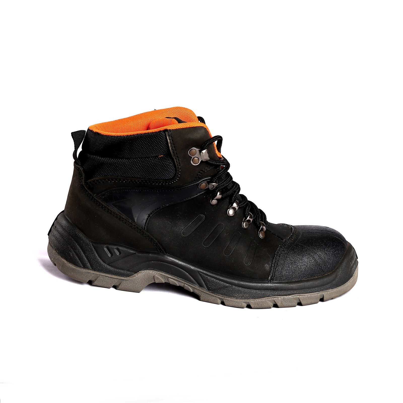 Microfiber Leather Genuine Leather Upper Lining BK Mesh / Air Mesh OEM Factory Worker Safety Boots for Men