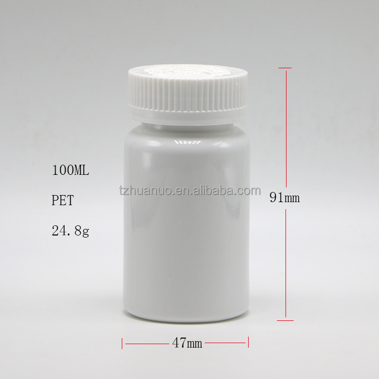 100ml/3.4oz Round Shape Customized Plastic PET Capsule Pill Bottle for Medicine Storage