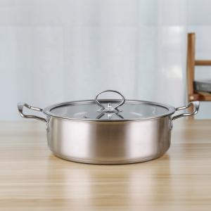China 24cm Hot Pot Cookware Soup Stock SS201 Cooking Pot With Glass Lid on sale