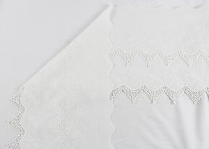 China Cotton Floral Embroidery Wide White Lace Trim , Wedding Lace Ribbon By The Yard on sale