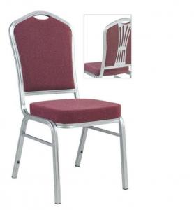 China stackable silver tube and purple fabric church chair with handle on sale