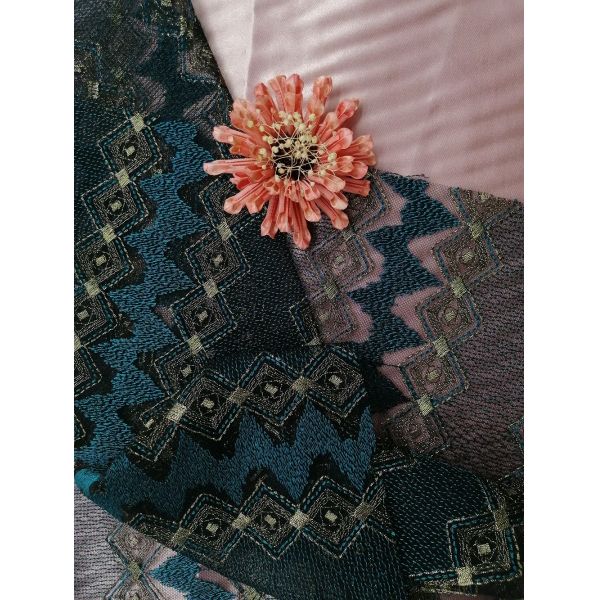 49" Gold Lace Metallic Embroidered Fabric For Women Dress