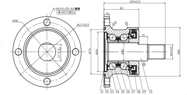 Agricultural Hub Unit AHUB-0008 for Disc& Wheel BAA-0005 with shaft