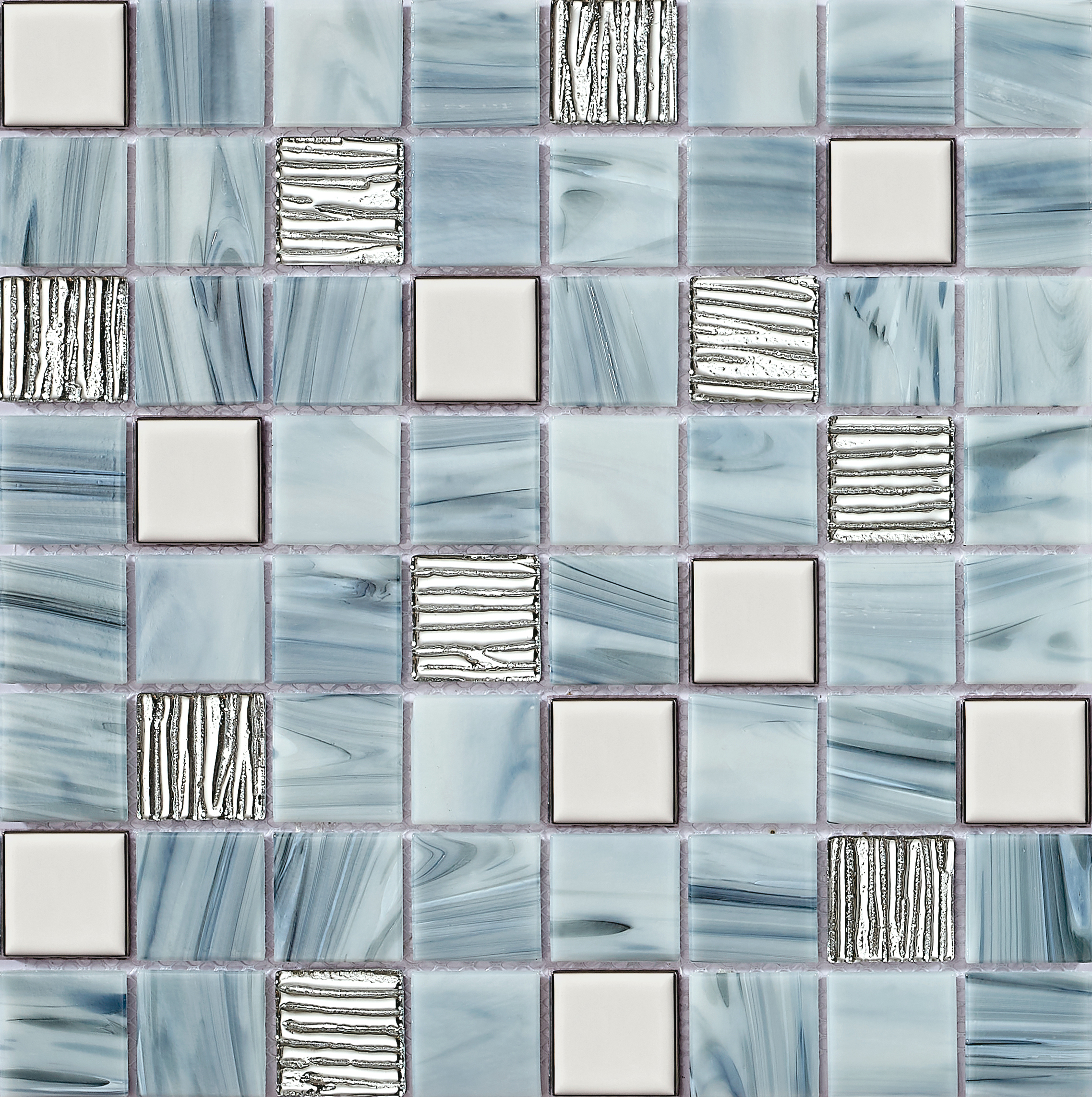 Blue Wear-resistant and Stain-resistant 304x304mm Interior Wall Glass Mosaics For Swimming Pool