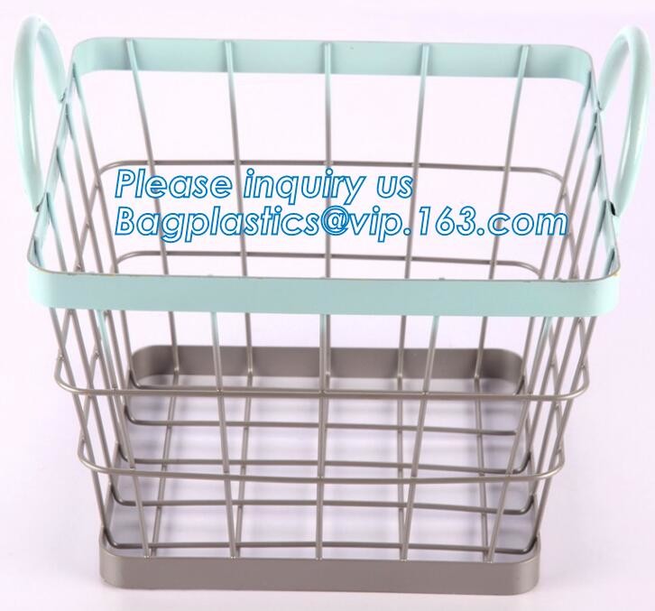 decorative laundry metal wire material storage basket, Vintage Metal Chicken Wire Removable Fabric Hanging Storage Baske