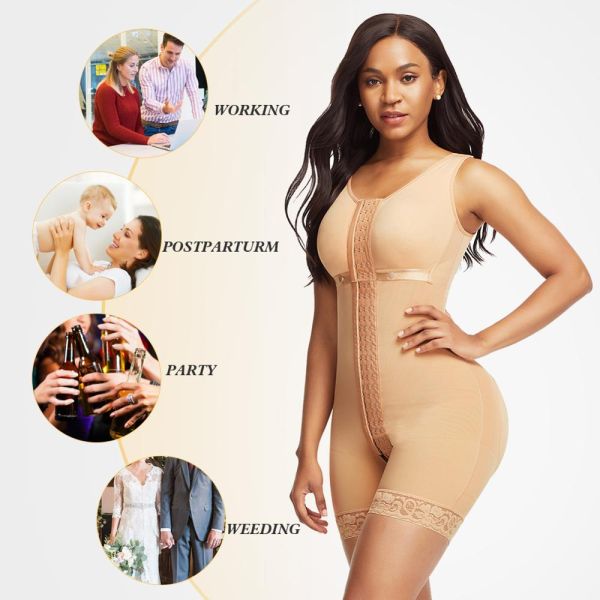 5XL Waist Size Women's Body Shapewear with Adjustable Compression Floral Lace Design