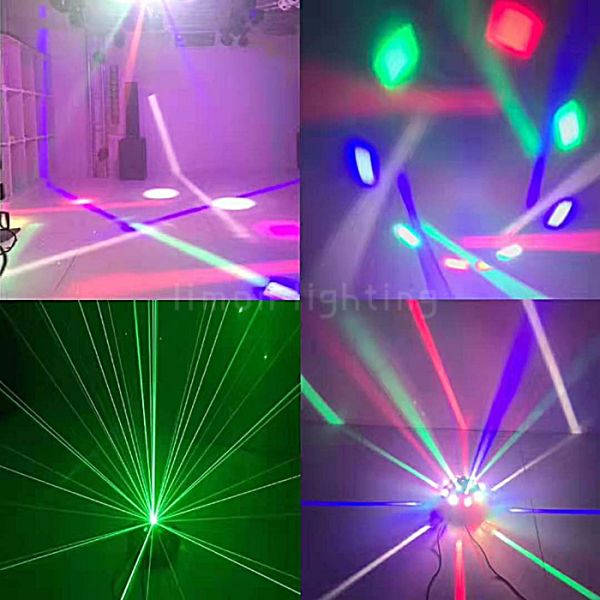 Small Power 16x3W 50mw Green Laser Beam Colorful Whirlwinds DJ Effect Lights