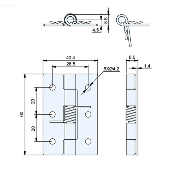 32x25x6mm Spring Loaded Butt Hinge