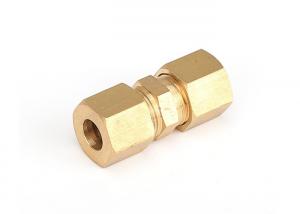 China Compression Tube Pipe Fitting Brass Straight Coupling OD Connector on sale