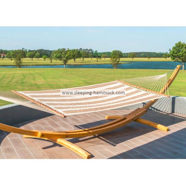 Outdoor Portable Folding Two Person Heavy Duty Double Hammock With Stand Sandy Stripe Stylish