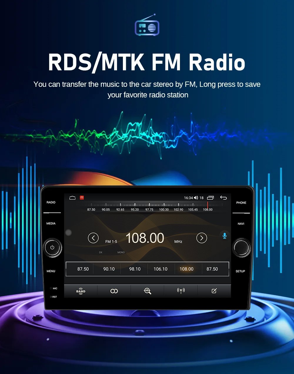 8"/9"/10" Knob Android 12 QELD Screen Car Radio Stereo WiFi GPS Navigation2G 32G CarPlay 2 Din Car Auoradio Multimedia Player