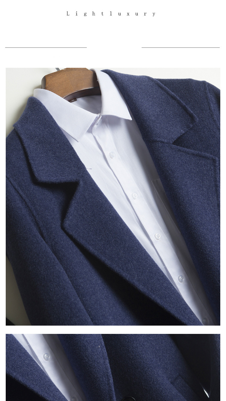 British Style Plain Autumn Winter Trench Overcoat Regular Fit in Canvas Fabric