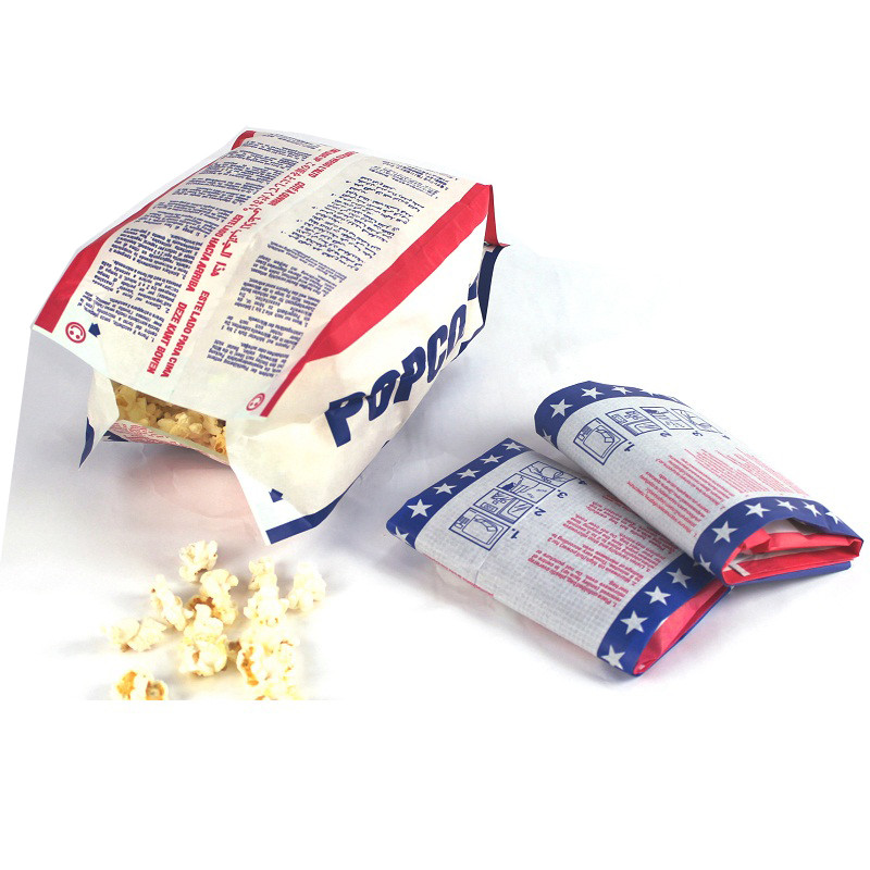 Disposable Popcorn Packaging Bags 100 Microns Individual Popcorn Bags Greaseproof
