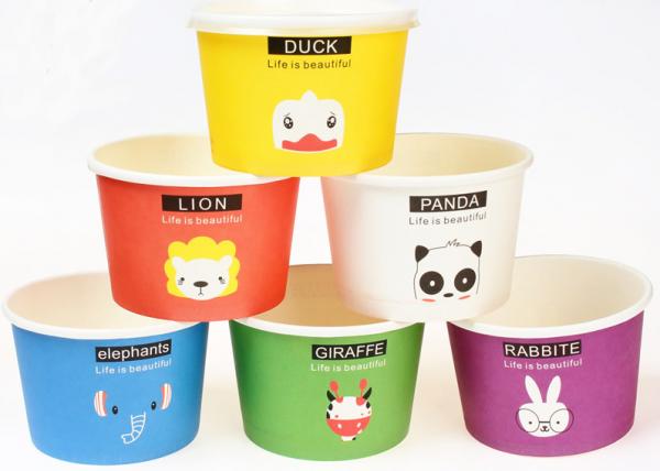 Cheap Eco Friendly Custom Branded Ice Cream Cups Disposable With Spoons And Lids for sale