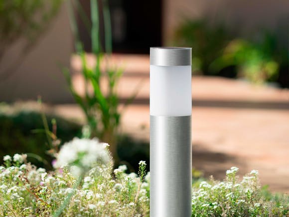 White Solar Pathway Bollard Light / Stainless Steel LED Bollard Lights Warm White