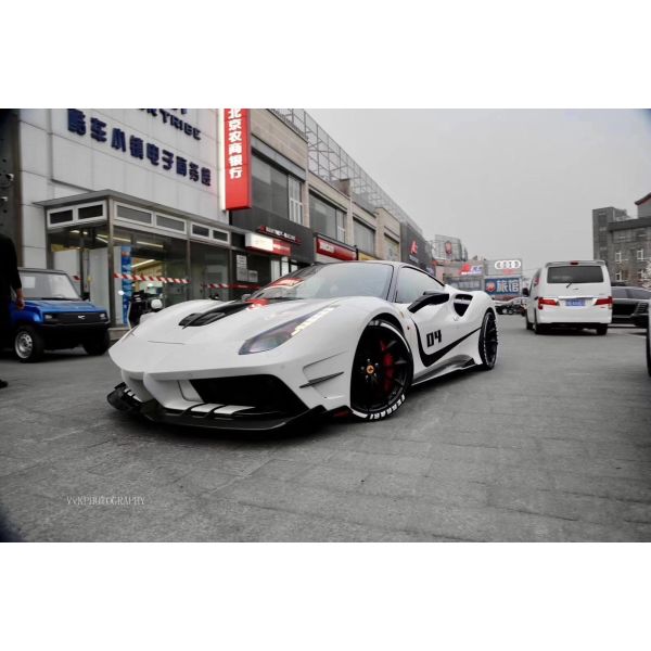 For Ferrari 488 Carbon Fiber Body Kit 488 Upgraded Misha Style Front and Rear Bumper Spoiler Hood Carbon Fiber Body Kit