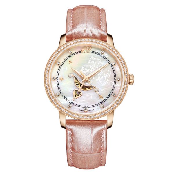 2019 New Analog Quartz Wrist Watch Women Watch Fashion Leather Strap watch with Mother of Pearl Dial