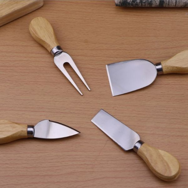 4pcs 6pcs Cheese Knives Set With Wood Handle Stainless Steel
