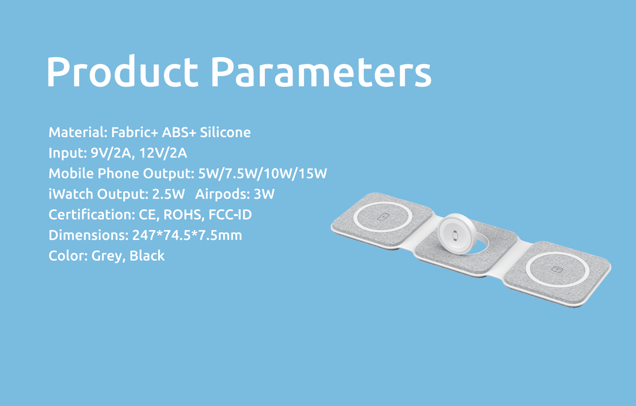 Foldable 3 In 1 Wireless Charging Station 5W For Travel Gift