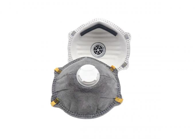Gray FFP2 Respirator Mask , FFP2V Face Mask For Dust Protection