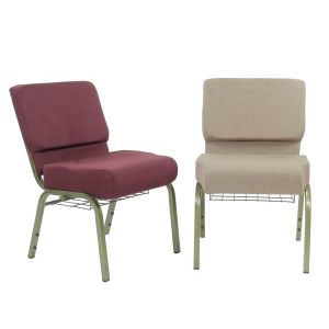 Quality Stackable Navy Blue Fabric Church Chairs with Metal Legs wholesale