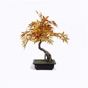 China Red Maple Bonsai Tree Hand Crafted Silk High End Botanical Components on sale