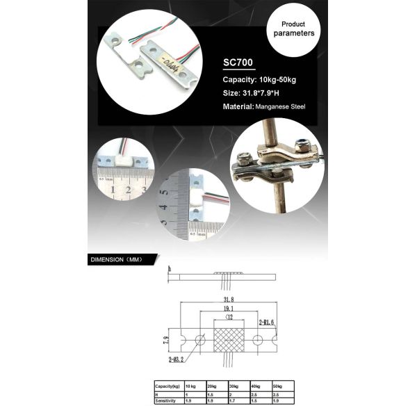 SC700 Fishing Scales Small Size thin Flat Load Cell Weight Sensor 10Kg 20kg 30 kg 40kg 50Kg load cell