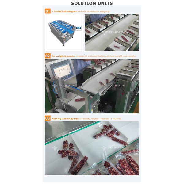 Small Sausage Belt Combination Weigher Packing Machine Pure Meat Sausage Multihead Weigher