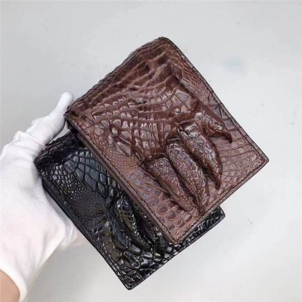 Exotic Real Crocodile Claw Skin Men's Short Bifold Wallet Card Holders Genuine Alligator Paw Leather Male Small Wallet