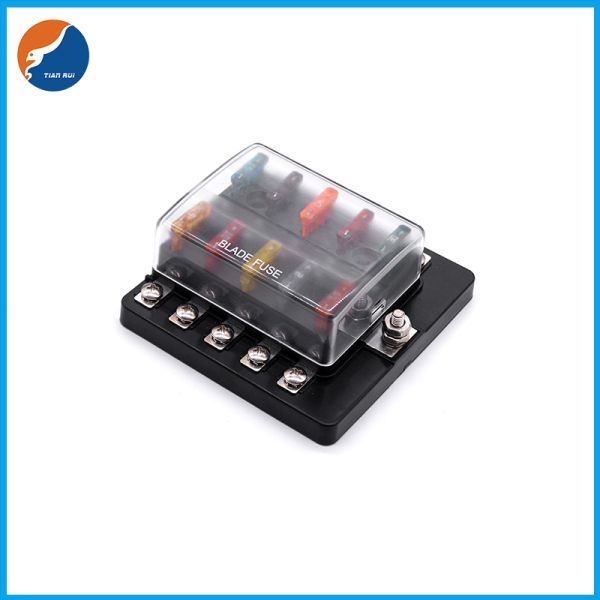 Automotive Car Automobile 10 Way Blade Fuse Block Box Holder With Bolt Terminals
