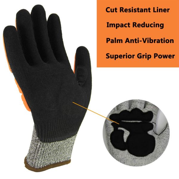 High Dexterity Cut Resistant Anti Impact Gloves TPR Heavy Mechanic Gloves