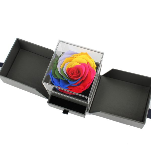 Decoration Valentines Flowers In A Box , Two Side Open Custom Rose Box