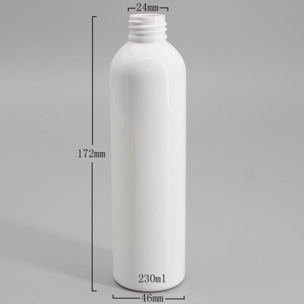 230ml White PET Round Spray Bottle Cylinder Plastic Screw Cap Bottle Clear Lotion Bottle Cosmetic Packaging Supplier