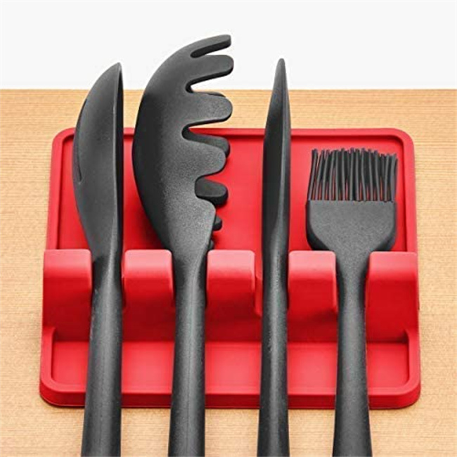 Heat Resistant Silicone Spoon Rest 6x6 Inch LFGB Approved For Kitchen Counter
