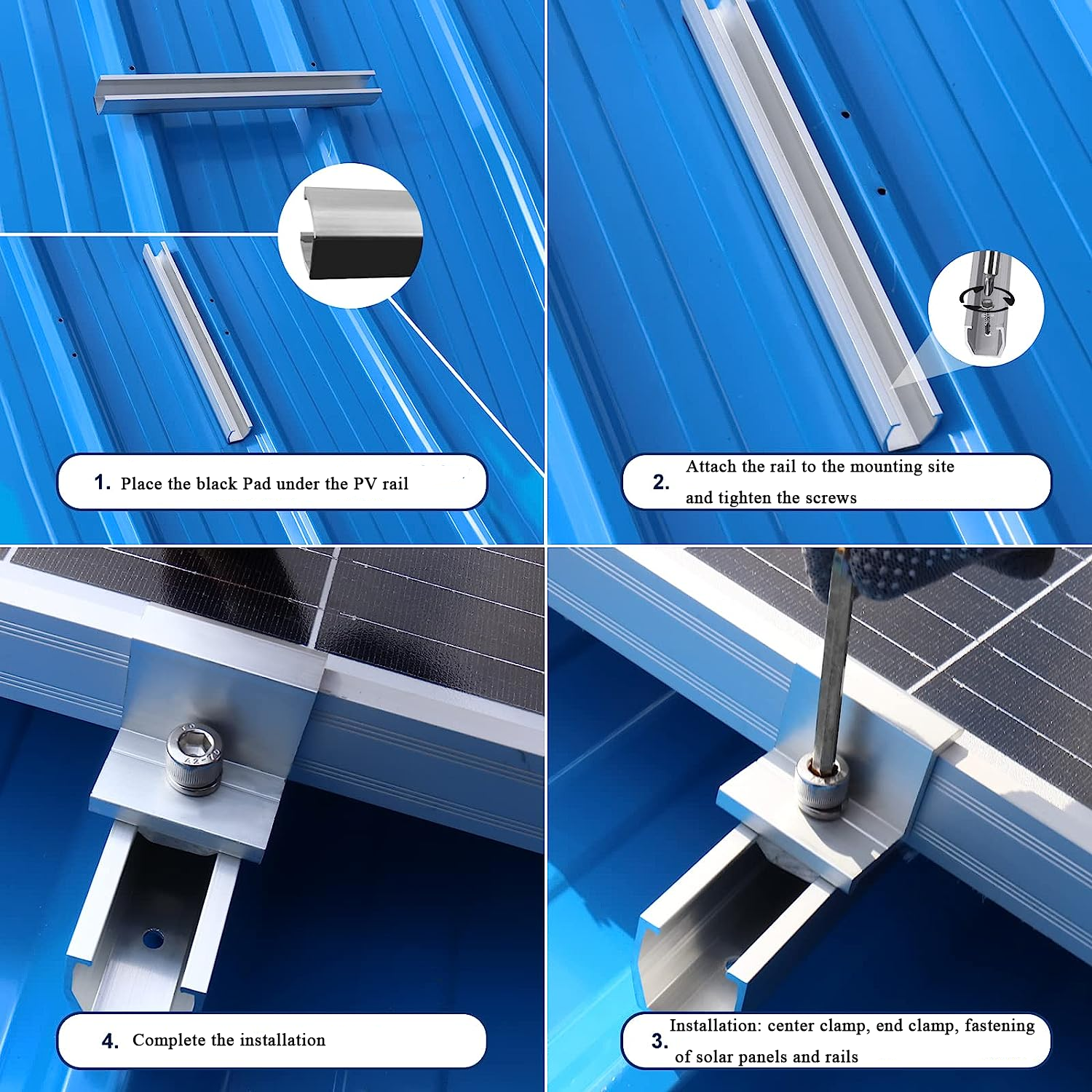 Aluminum Rails for PV Solar Panel Installation on Roof Ground Solar Mounting System