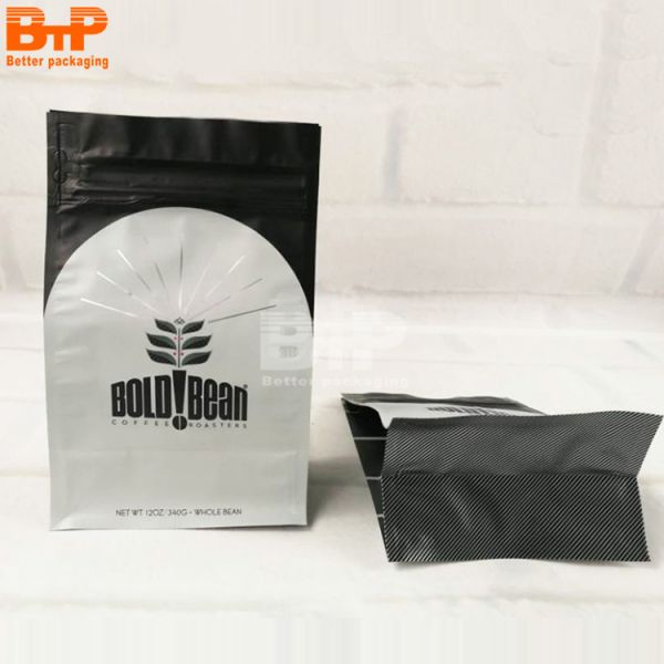 Custom Printed Coffee Plastic Bag 250g 500g 1000g Square Flat Bottom Pouch Coffee Bean Food Packaging Bags with Valve