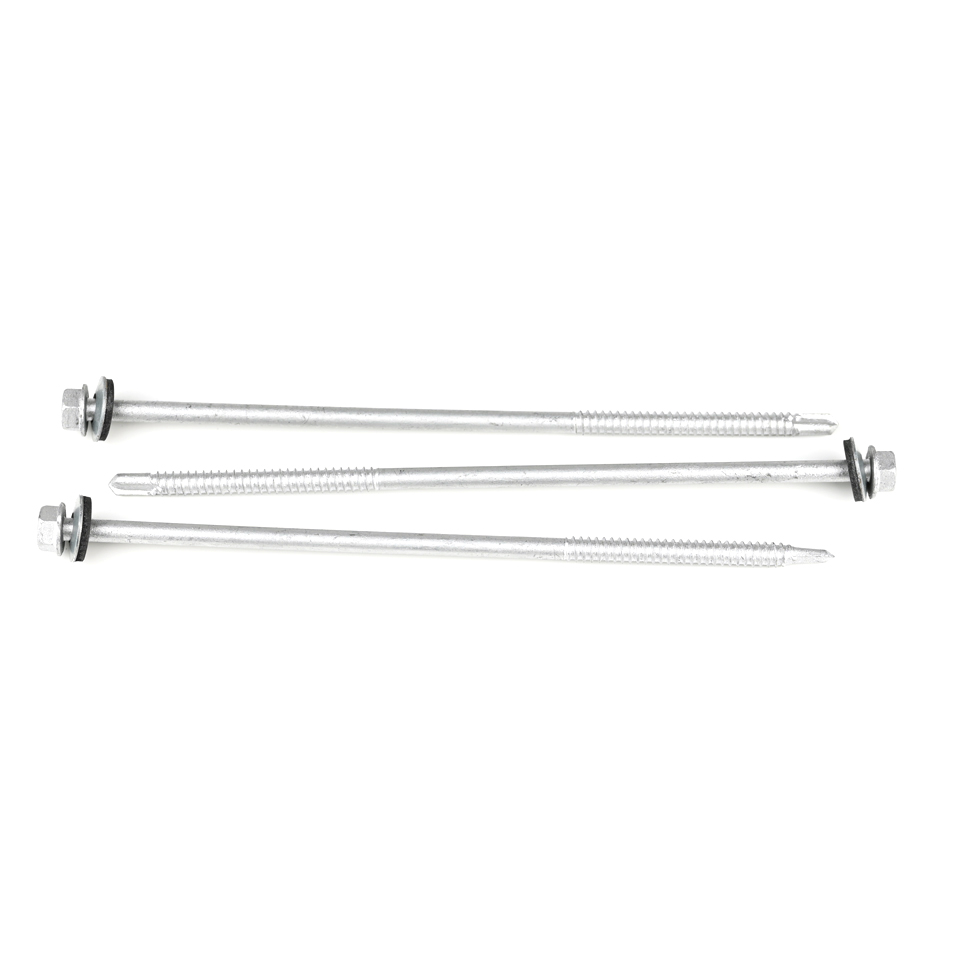 Coating Stainless Steel Self-Drilling Screws 6.3x180mm with Bonded Washer and Round Head