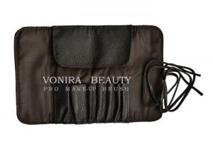 China Retro Makeup Brush Roll-up bag With Belt Strap PU Cosmetic Pen Pencil Case Bag on sale
