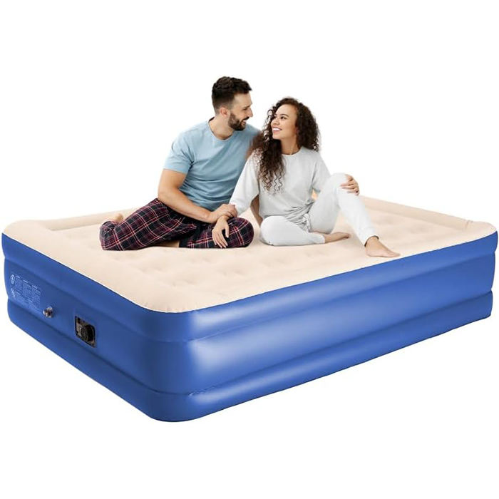 Electric Inflation air mattress hot selling Blow Up Air Bed Soft Plush Flocking Mattress Durable Automatic