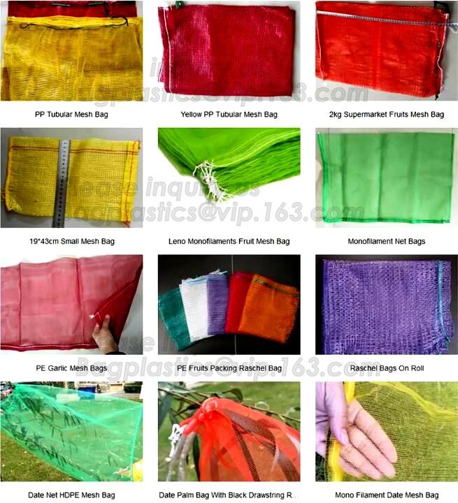 Plastic mesh net raschel bag in roll for automatic packing,Plastic raschel raschel PE fruit mesh net bag, bagease, pack