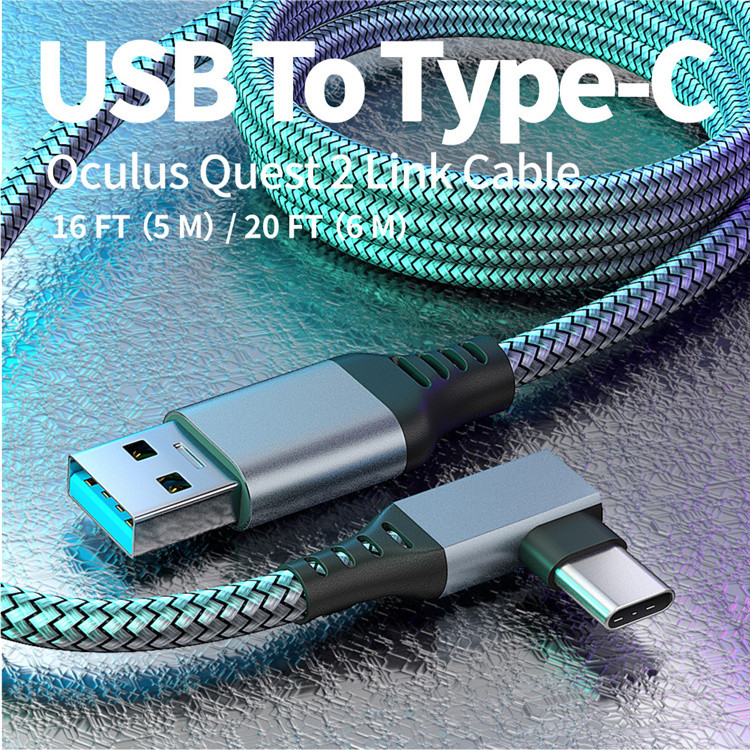 20FT VR Headset Type A To C USB 3.1 Charging Cable 5Gbps Nylon Braided