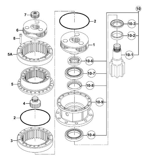 JRC0007 Excavator Swing Gearbox Applied To JCB JS200 JS210 JS220 JS235