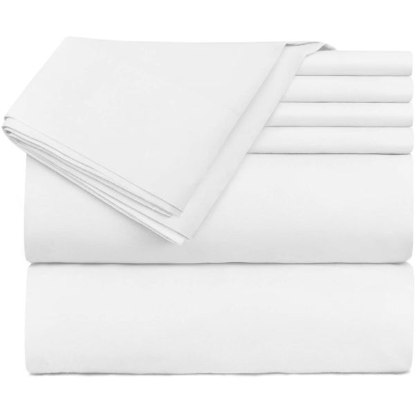 Bed Sheet Solid Pattern Brushed Microfiber Bamboo Bedding Set 6pcs for Bedroom