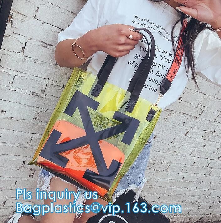 Bow Handle Hanger Zipper Lock Cosmetic Pvc Bag With k, handle bag gift clear vinyl plastic packaging zipper bags w