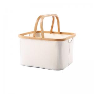 China Bamboo Linen Laundry Hampers Baskets With Dual Built In Handles And Built Detachable Brackets on sale