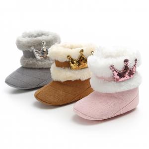 Quality 2019 winter Faux suede crowm Outdoor walking Princess toddler baby girl boots wholesale