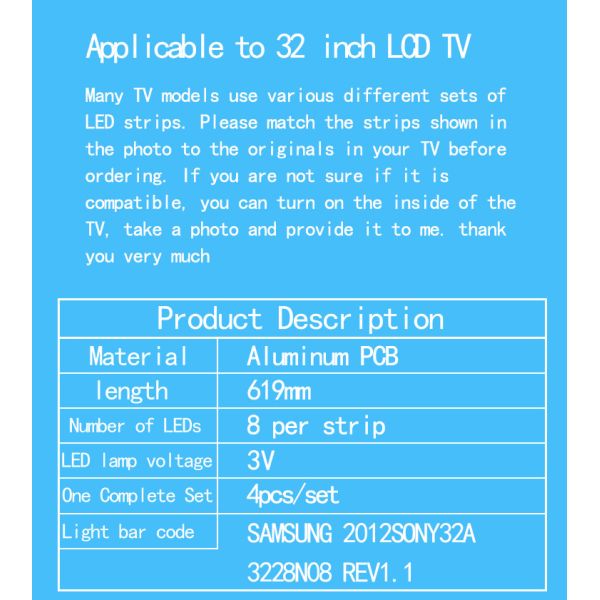 SSLS320NN01 SONY TV Backlight 32 ''NDS REV0.4 B TYPE 2012SONY32B 3228 Light Bar