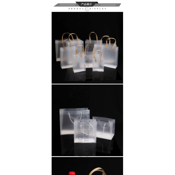 Clear Luxury PP Handbag With Handle Reusable Custom Logo Plastic Tote Bag For Shopping Packaging Bag