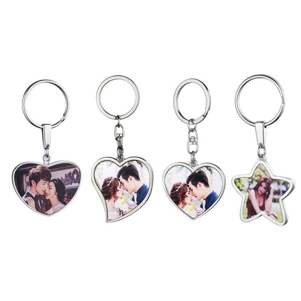 Promotional Blank Metal Keychain Double Sided Sublimation Heart Keychain Custom