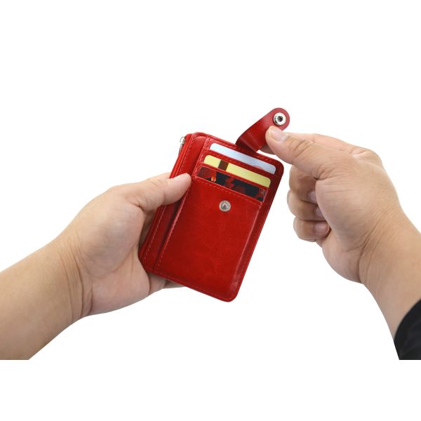 Minimalist Thin Leather Credit Card Holder Size 80 * 110 Mm Travel Carry Friendly